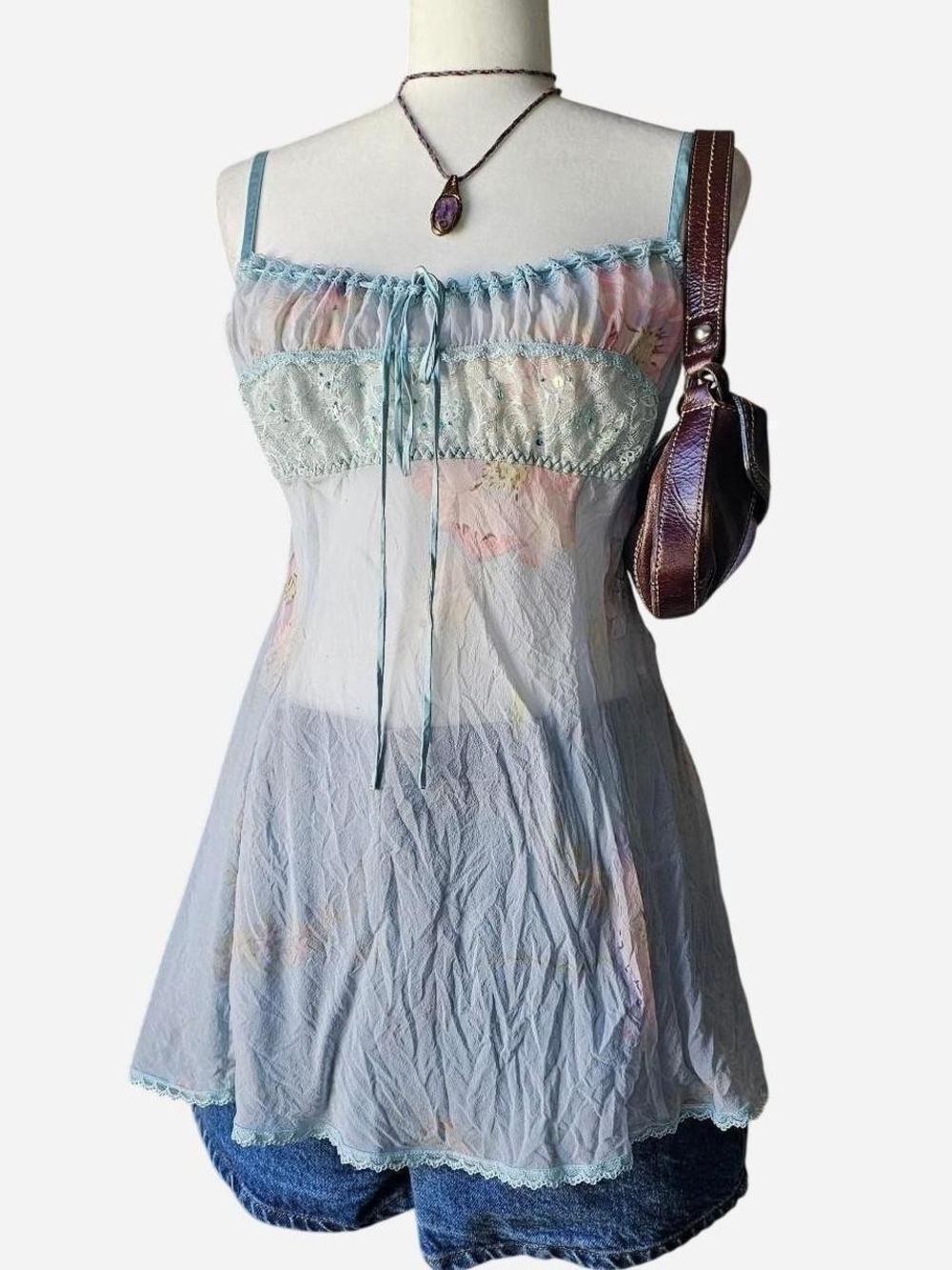 Y2k Victoria's Secert Silk Milkmaide Beaded Mini Dress- Large